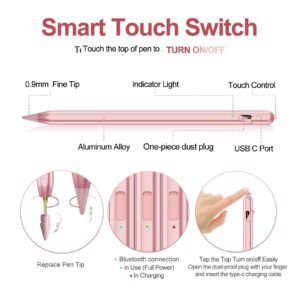 Stylus Pen for iPad 2018-2024 with Palm Rejection, Apple Pencil for Apple iPad 10th/9th/8th/7th/6th Gen, iPad Pro 11/12.9 inch, New iPad Air 2024 11&13-inch(M2) /5th/4th/3th Gen, iPad Mini 6th/5th Gen