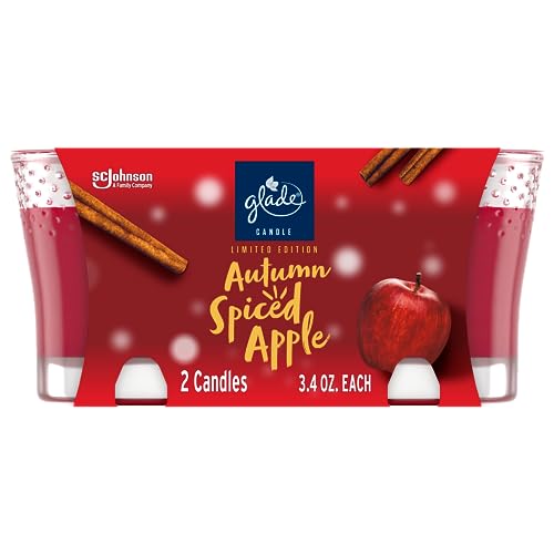 Glade Candle Jar, Air Freshener, Autumn Spiced Apple, Limited Edition Scent, 3.4 oz, 2 Count