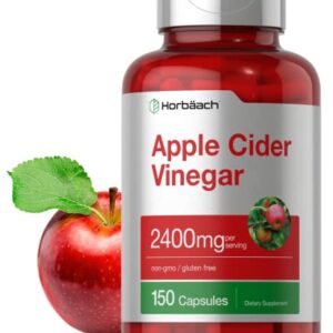 Horbäach Apple Cider Vinegar Capsules | 2400mg | 150 Count | Non-GMO, Gluten Free Supplement