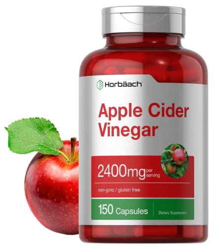 Horbäach Apple Cider Vinegar Capsules | 2400mg | 150 Count | Non-GMO, Gluten Free Supplement