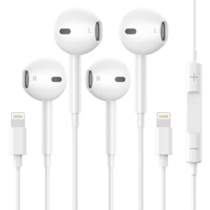 2 pack-iphone earbuds/iphone headphones/wired earphones/lightning headsets【mfi certified】(built-in microphone & volume control) compatible with iphone 14/13/12/11/xs/x/8/7 support all ios system