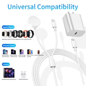 [Apple MFi/MFM Certified] Apple Watch Charger, Upgraded 2 in 1 USB C iPhone Watch Charger Fast Charging Cable 3.3FT with 20W USB C Wall Charger Block for Apple Watch Series 8/7/6/5/4 & iPhone 14 13 12