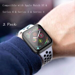 Misxi 2 Pack Hard PC Case with Tempered Glass Screen Protector Compatible with Apple Watch SE Series 6 Series 5 Series 4 40mm - Black