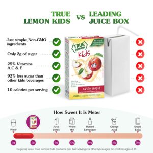 TRUE LEMON KIDS Crisp Apple (10 Packets) - Hydration, No Preservatives, No Artificial Flavors, No Sweeteners - Low Sugar Water Flavoring - Juice Powdered Drink Mix for Kids