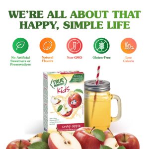 TRUE LEMON KIDS Crisp Apple (10 Packets) - Hydration, No Preservatives, No Artificial Flavors, No Sweeteners - Low Sugar Water Flavoring - Juice Powdered Drink Mix for Kids