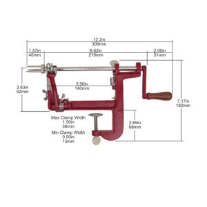 Johnny Apple Peeler, Heavy Duty Cast Iron Peeler with Stainless Steel Corer Slicer and Peeler Blades and a Strong Clamp Base, Apple Pie or Apple Crisp Maker