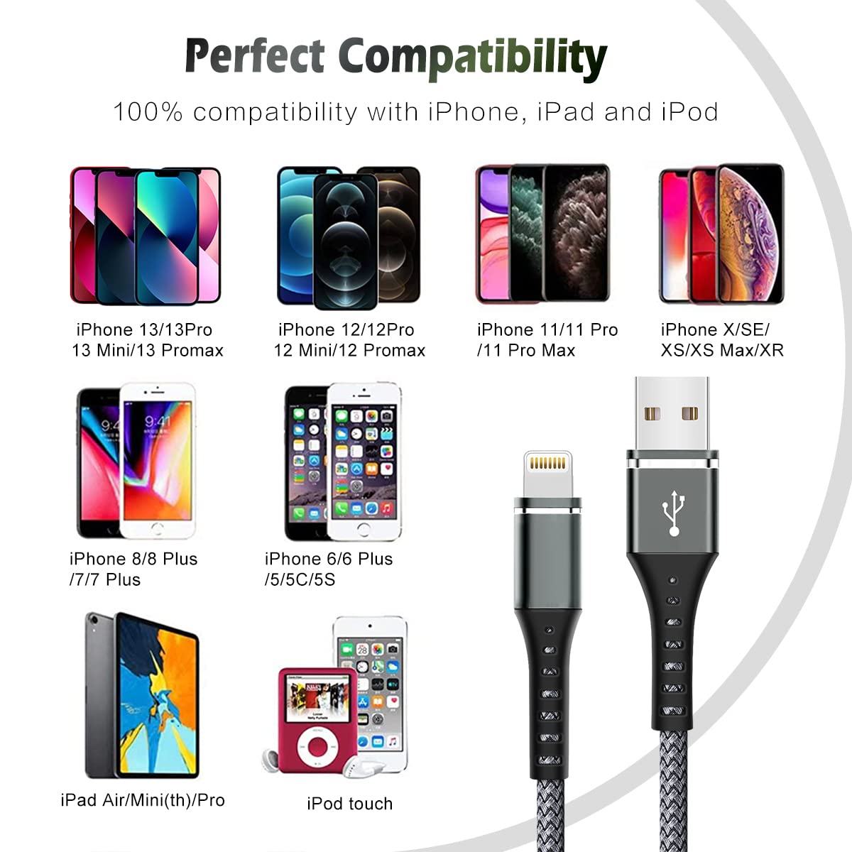 iPhone Charger [Apple MFi Certified] 3-Pack 6FT Lightning Cable Nylon Braided Fast Charging iPhone Charger Long Cord Compatible with iPhone 14 13 12 11 Pro Max XR XS X 8 7 6 Plus SE and More 6FT