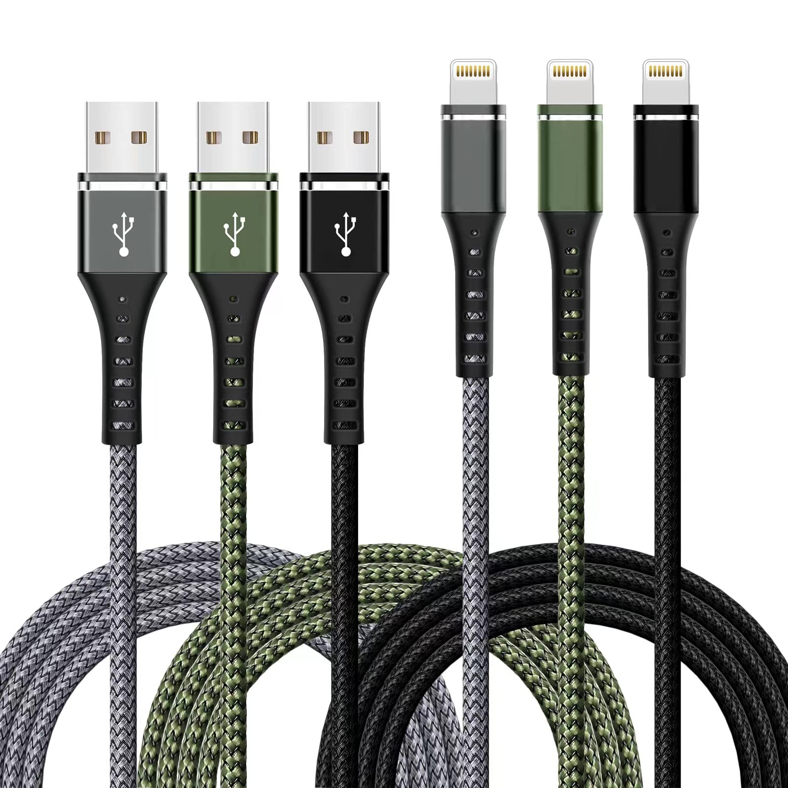 iPhone Charger [Apple MFi Certified] 3-Pack 6FT Lightning Cable Nylon Braided Fast Charging iPhone Charger Long Cord Compatible with iPhone 14 13 12 11 Pro Max XR XS X 8 7 6 Plus SE and More 6FT