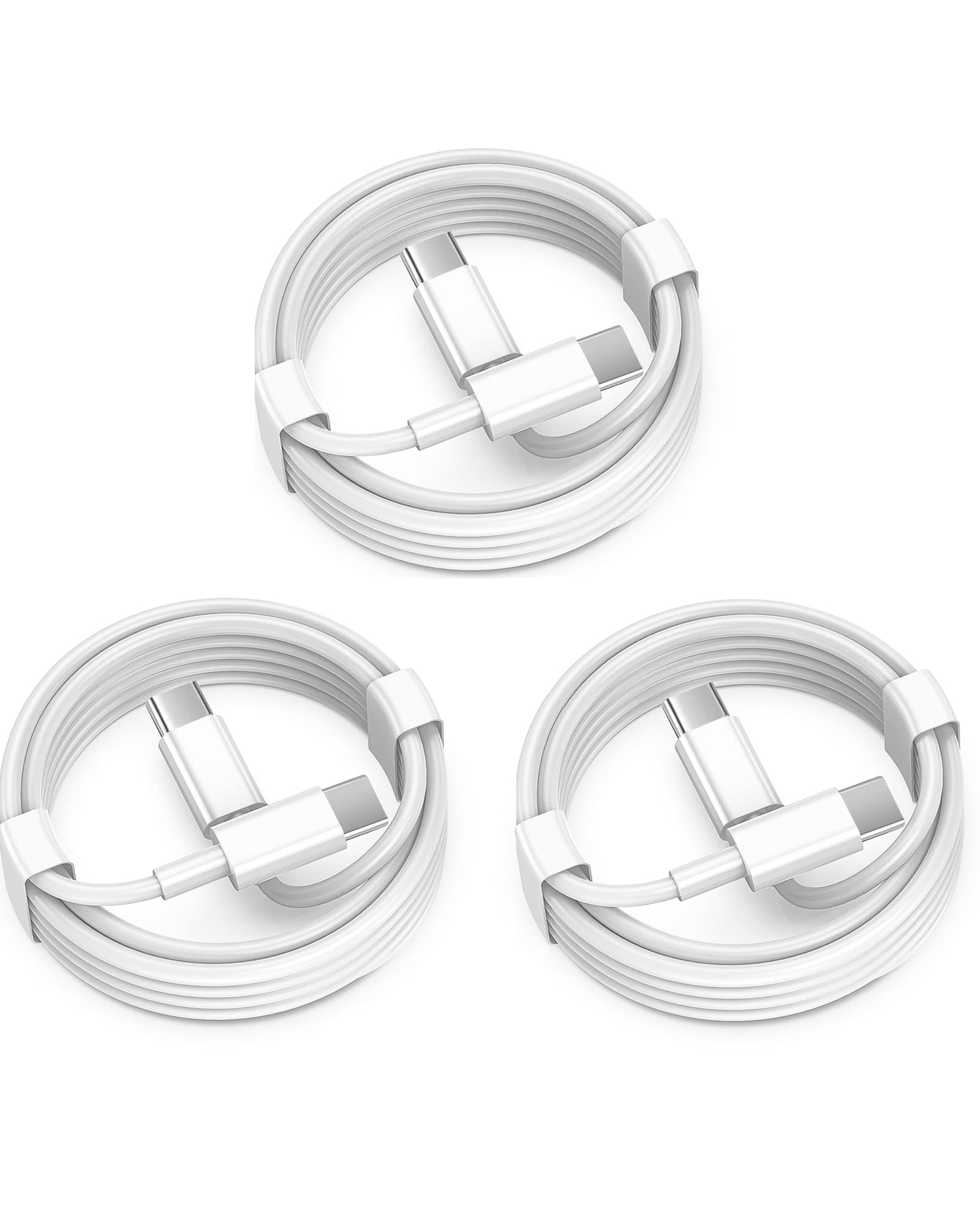 USB C to USB C Charging Cable 3ft 60W 3Pack, USB C Cable for Charging Apple, Type C to Type C Fast Charger Cord Compatible for iPhone 15/15 Pro/15 Pro Max/15 Plus,iPad Pro, Air5, MacBook Air (White)