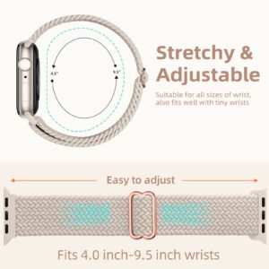 DaQin 4 Pack Braided Solo Loop Compatible with Apple Watch Band 38mm 40mm 41mm Women Men, Adjustable Stretchy Band Elastic Nylon Sport Wristbands for iWatch Series 9 8 7 6 5 4 3 2 1 SE Ultra/Ultra 2