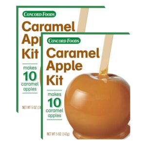 Concord Foods Caramel Apple Kit: Fall Favorite Treat - Indulge in Chewy Caramel Apples! Makes 10 Caramel Apples per Box, 5 oz (Pack of 2)