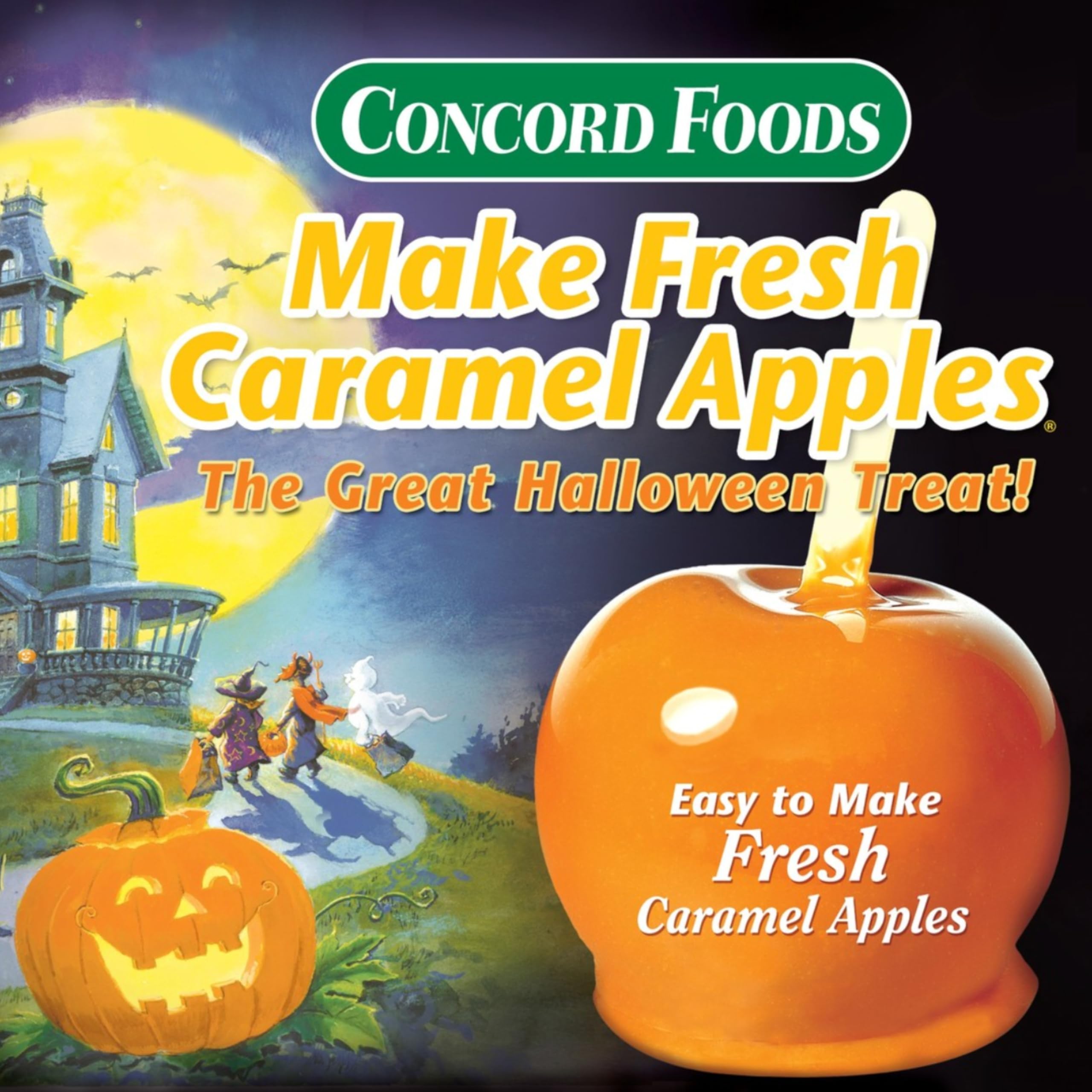 Concord Foods Caramel Apple Kit: Fall Favorite Treat - Indulge in Chewy Caramel Apples! Makes 10 Caramel Apples per Box, 5 oz (Pack of 2)