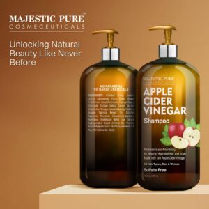 MAJESTIC PURE Apple Cider Vinegar Shampoo - Restores Shine & Reduces Itchy Scalp, Dandruff & Frizz - Sulfate Free, for All Hair Types, Men and Women - 16 fl oz