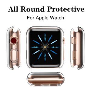 GEAK for Apple Watch Case 44mm Series 6 Series 5 with Screen Protector, 3 Pack Soft Transparent TPU All-around Protective Case for iWatch Series 5 44mm (3 Clear)