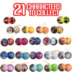 Miraculous Ladybug, 4-1 Surprise Miraball, 3 Pack, Toys for Kids with Collectible Character Metal Ball, Kwami Plush, Glittery Stickers and White Ribbon (Wyncor)