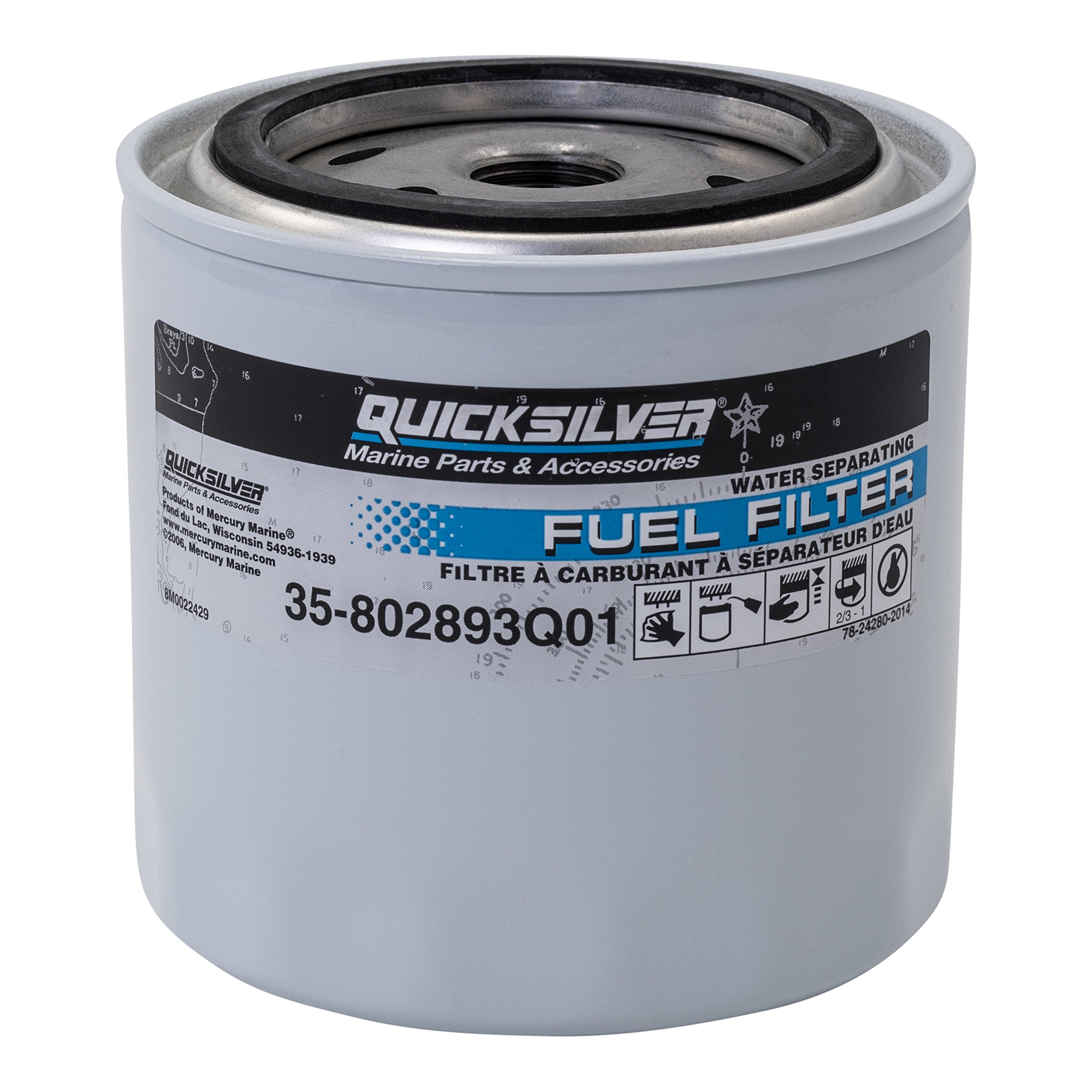 Quicksilver 802893Q01 Water Separating Fuel Filter for Mercury and Mariner Outboards and MerCruiser Stern Drive and Inboard Engines