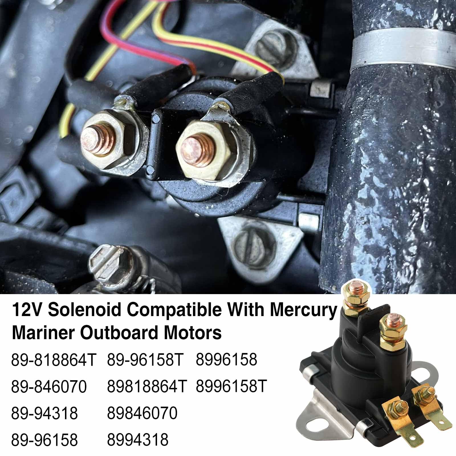 12V Starter Power Trim Solenoid Tilt Trim Solenoid Compatible with Mercury Mariner Mercruiser Outboard Motor 35 HP-275 HP 89-96158T 89-846070 89-94318 89-818864T