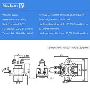 MaySpare 12V Power Trim Solenoid Switch for Mercury Mariner Outboard Motors 35-275 HP 89-846070 89-94318 MerCruiser 89-96158T