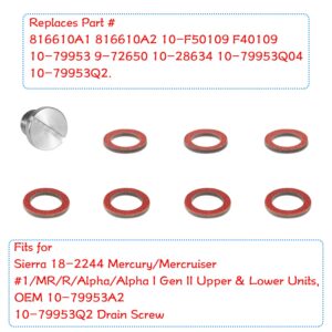 Lower Unit Gear Oil Pump and 18-2244 Drain Plug Screw & Gasket Kit Fits for Mercury/Mercruiser #1/MR/R/Alpha/Alpha I Gen II