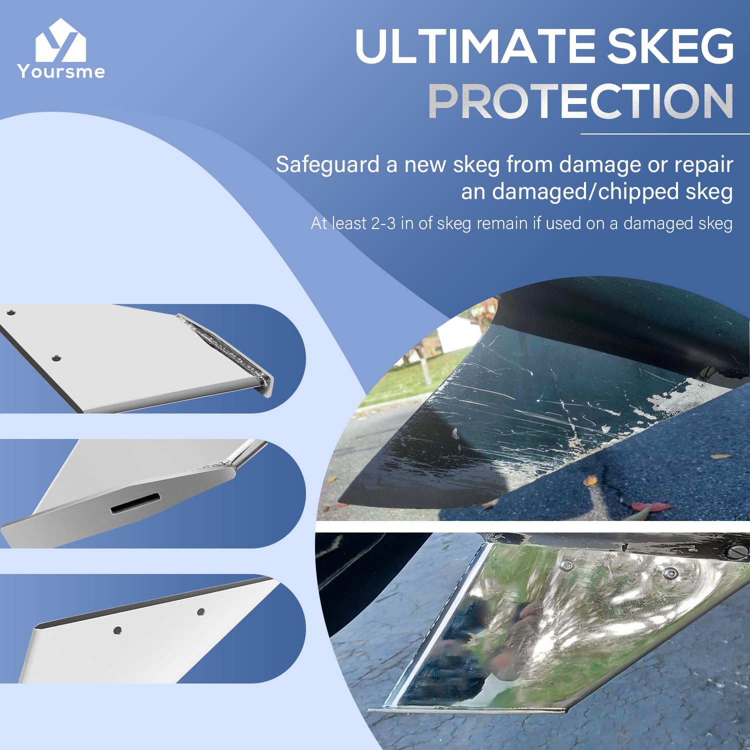 27031 Skeg Guard Skeg Protector Kit Marine-Grade Stainless Steel Replacement for Mercury Mercruiser Alpha I Generation II 1991-2023