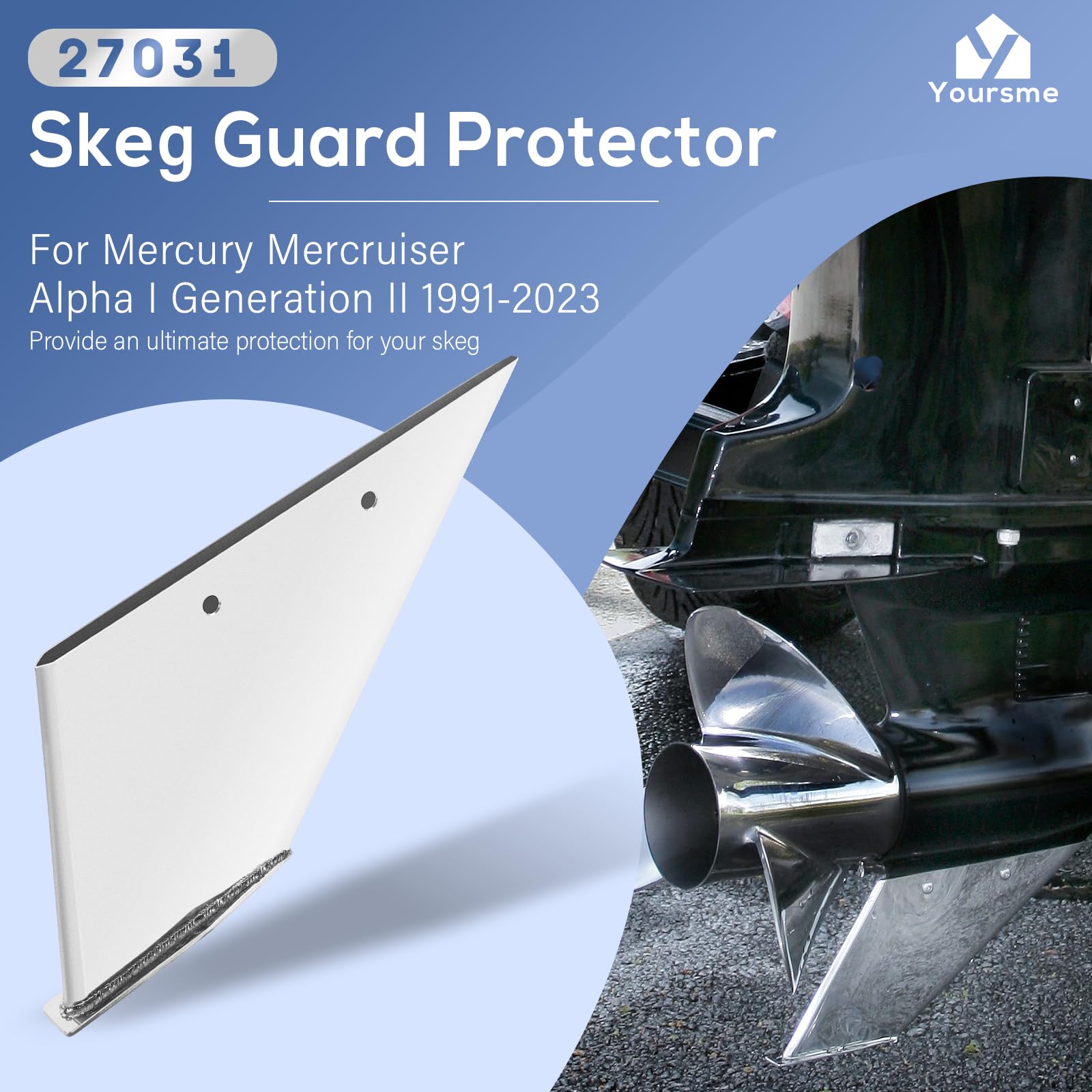 27031 Skeg Guard Skeg Protector Kit Marine-Grade Stainless Steel Replacement for Mercury Mercruiser Alpha I Generation II 1991-2023