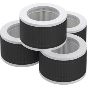 4 packs epi810 true hepa replacement filter compatible with koios, megawise and moo-ka epi810 air cleaner purifiers, with h13 true hepa filter and carbon pre-filter