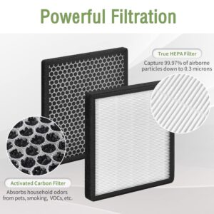 Nisreen HJ-H23 Replacement Filter Compatible with Hejiko HJ-H23 Air Pu-rifier, Match with Model No. HJ-H23-RF, 2-Set Removable HJ-H23 filters Contain 2 H13 True HEPA Filters+2 Activated Carbon Filters