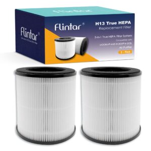 flintar true hepa replacement filter, compatible with mooka and koios b-d02l air purifier and vewior b-d02u air purifier, 3-in-1 h13 true hepa filter set, 2-pack