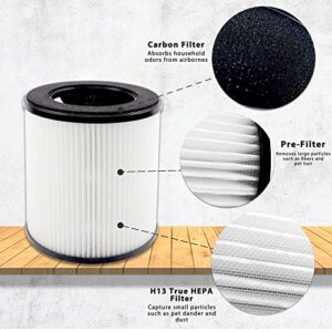 Aliddle B-D02L H13 True HEPA Filter Set, Compatible with Mooka and Koios B-D02L Purifier, 3-in-1 H13 True HEPA Replacement Filter, 2-Pack