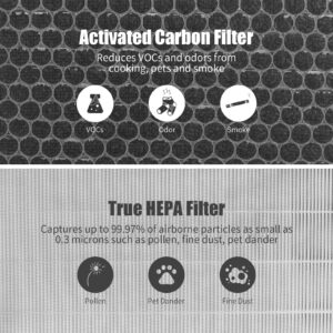 JF888 H13 True HEPA Replacement Filter, Compatible with JF888 Air Cleaner Purifier, 3-in-1 Pre-Filter, HEPA, Activated Carbon Filter, 2 Pack