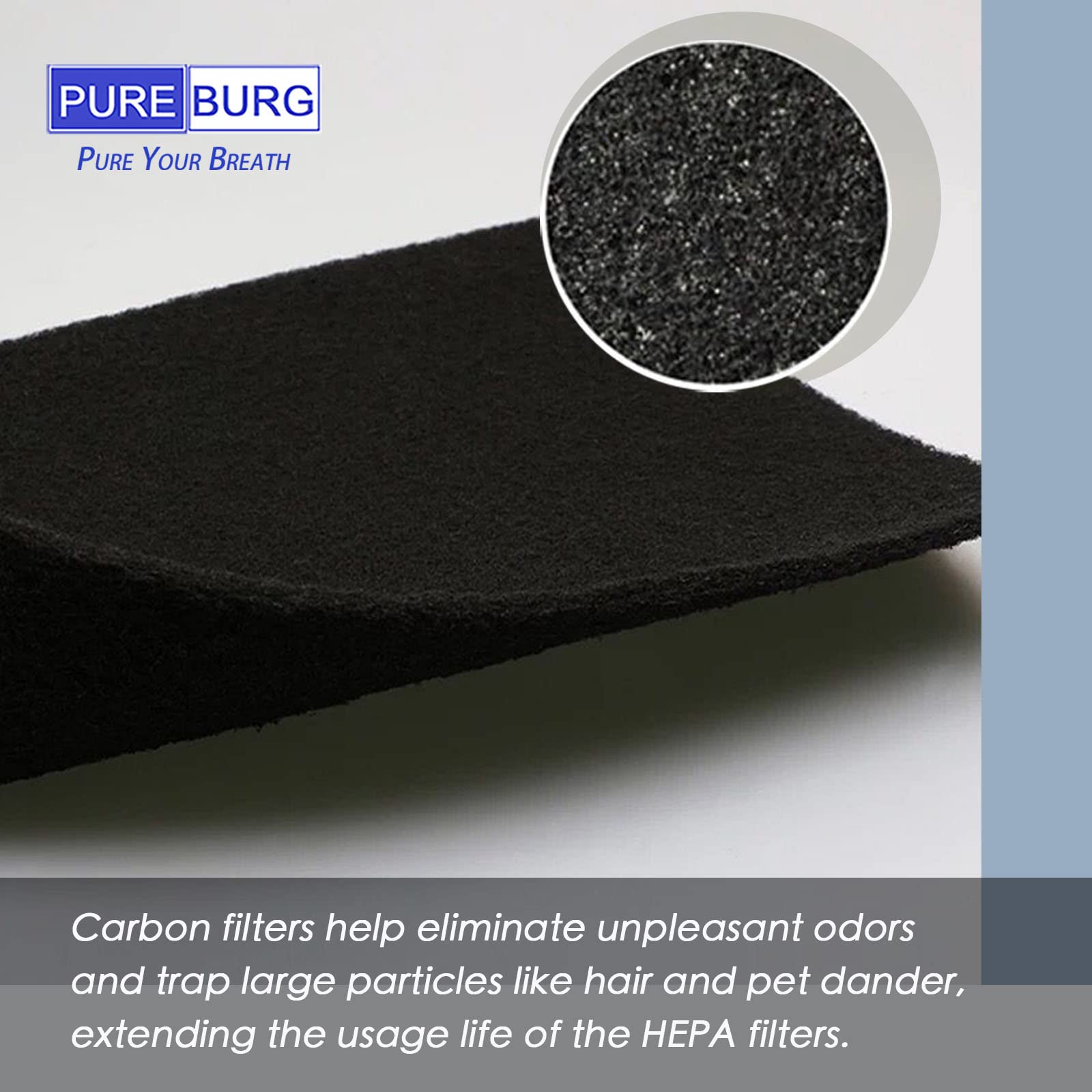 PUREBURG Replacement True HEPA Filter Compatible with Druiap KJ80 Air Purifier,Part# AF3080, H13 3-Stage Filtration High-efficiency Activated carbon 2-in-1 Air Clean Dust VOCs,2-Pack