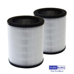 PUREBURG Replacement True HEPA Filter Compatible with Druiap KJ80 Air Purifier,Part# AF3080, H13 3-Stage Filtration High-efficiency Activated carbon 2-in-1 Air Clean Dust VOCs,2-Pack