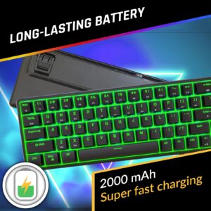 KLIM Shift Wireless Mechanical Keyboard - 2024 Version - Hotswap TKL RGB w/Extra 68 Keycap Set - Backlit Mini Gaming Keyboard - 2.4 GHz Wireless & Bluetooth Keyboard - 60 Percent Keyboard - PC Gamer