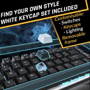 KLIM Shift Wireless Mechanical Keyboard - 2024 Version - Hotswap TKL RGB w/Extra 68 Keycap Set - Backlit Mini Gaming Keyboard - 2.4 GHz Wireless & Bluetooth Keyboard - 60 Percent Keyboard - PC Gamer