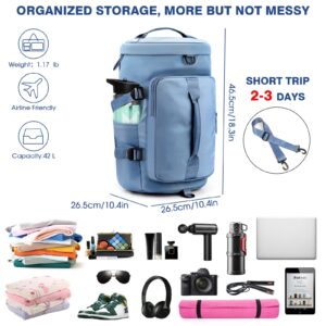 KETIEE Gym Bag for Women Men, Travel Backpack Carry On Backpack Weekender Overnight Bag Waterproof Hiking Rucksack Daypack Sports Duffle Bag with Shoes Compartment & Dry Wet Seperated (Blue) 42 L