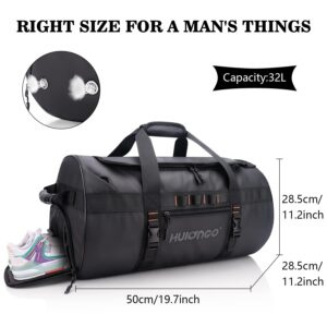 Hulongo Waterproof Duffel Bag Backpack Gym Bag Backpack for Men with Shoe Compartment 32lL