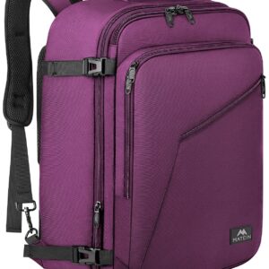 MATEIN Travel Backpack for Women, Expandable Flight Approved Carry on Water Resistant Lightweight Suitcase, Large Business Weekender Personal Item Backpack, Gift for Traveler, Purple