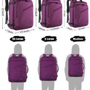 MATEIN Travel Backpack for Women, Expandable Flight Approved Carry on Water Resistant Lightweight Suitcase, Large Business Weekender Personal Item Backpack, Gift for Traveler, Purple