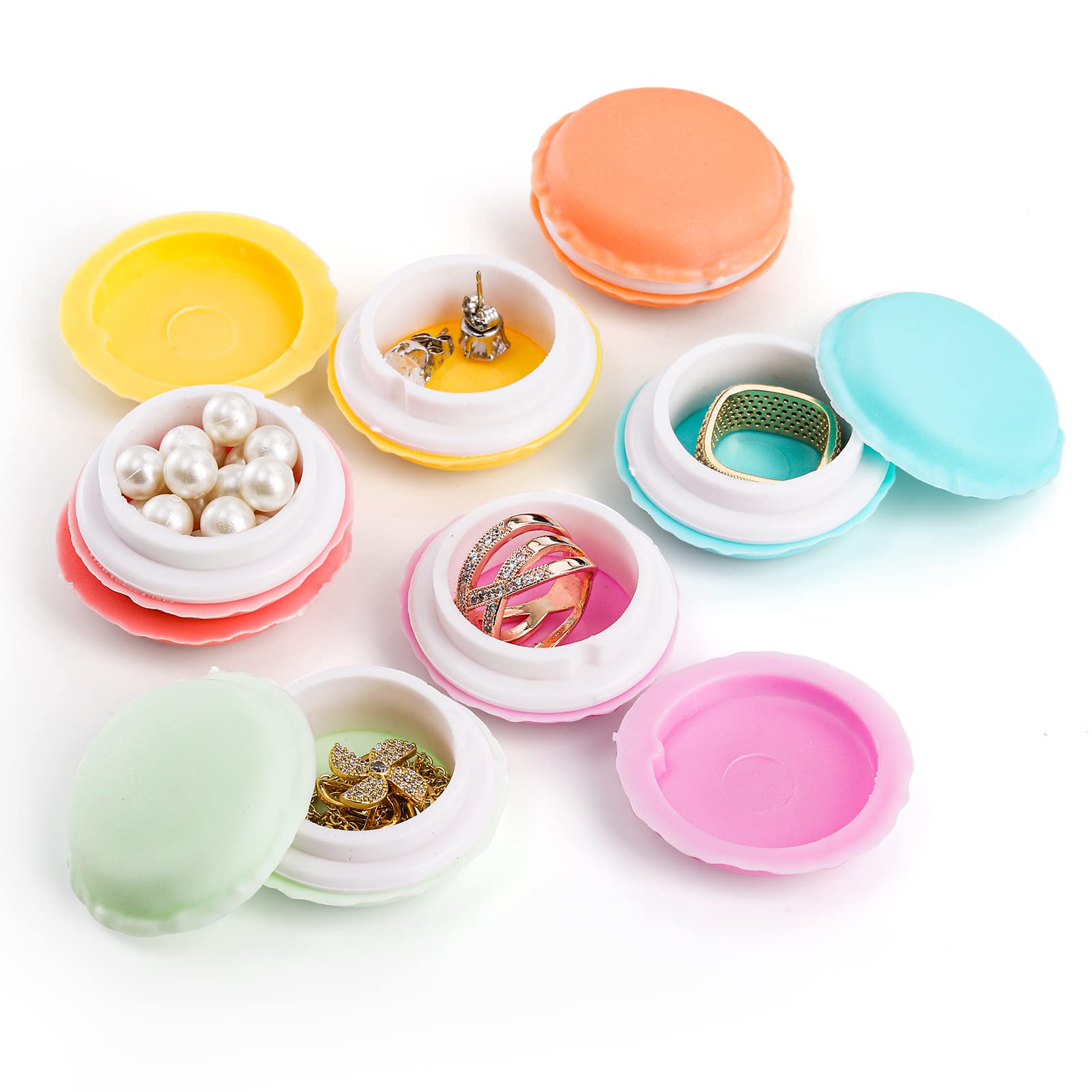 Elsjoy 54 Pack Mini Macaron Storage Boxes, Macaron Jewelry Storage Cases Cute Macaron Pill Boxes, Colorful Macaron Shaped Containers Trinket Boxes for Earring, Necklace, Pill, Travel