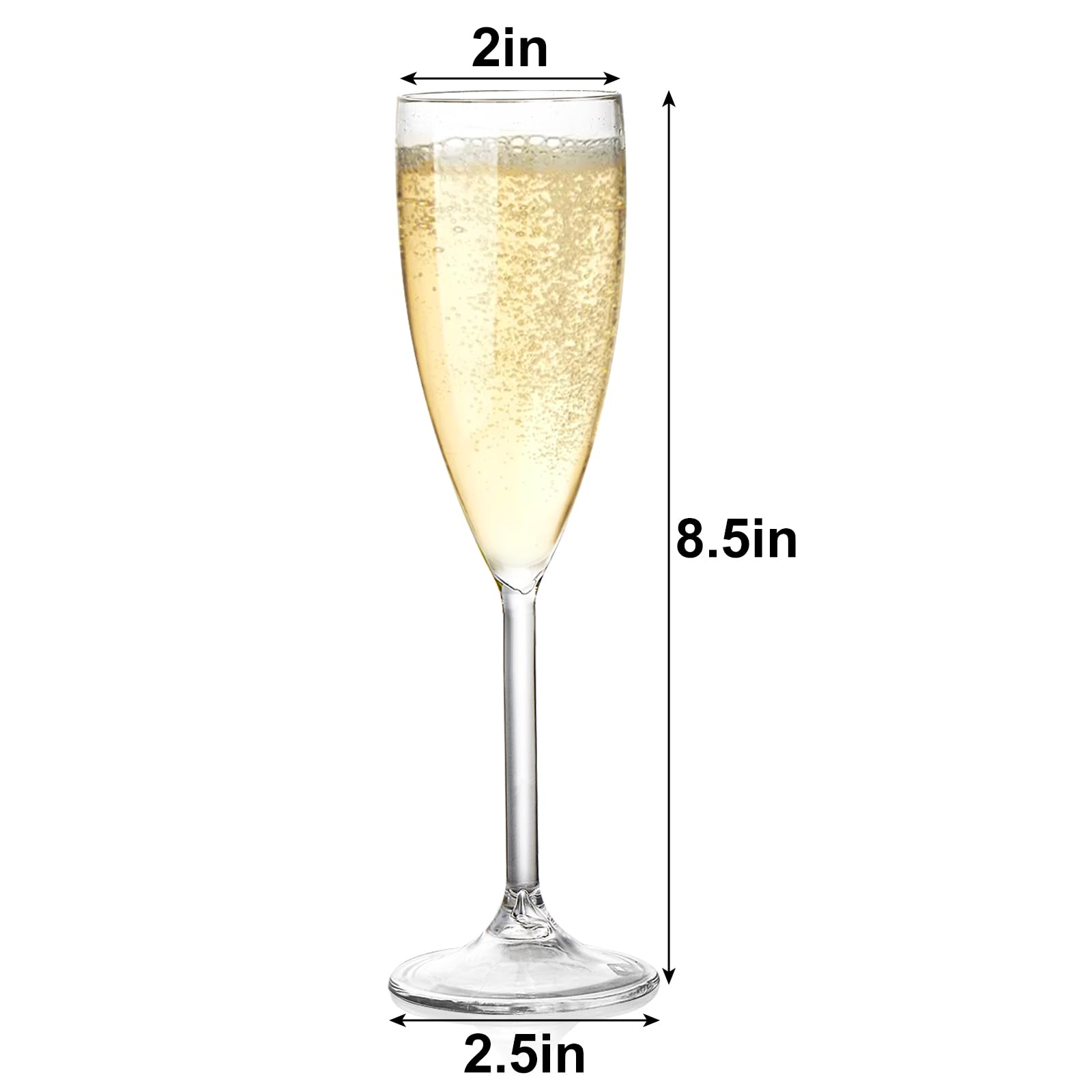 Elsjoy 12 Pack Plastic Champagne Flute, 6 oz Unbreakable Champagne Glasses Stemmed Champagne Coupes, Reusable Shaterproof Champagne Toasting Cups for Event, Wedding, Party