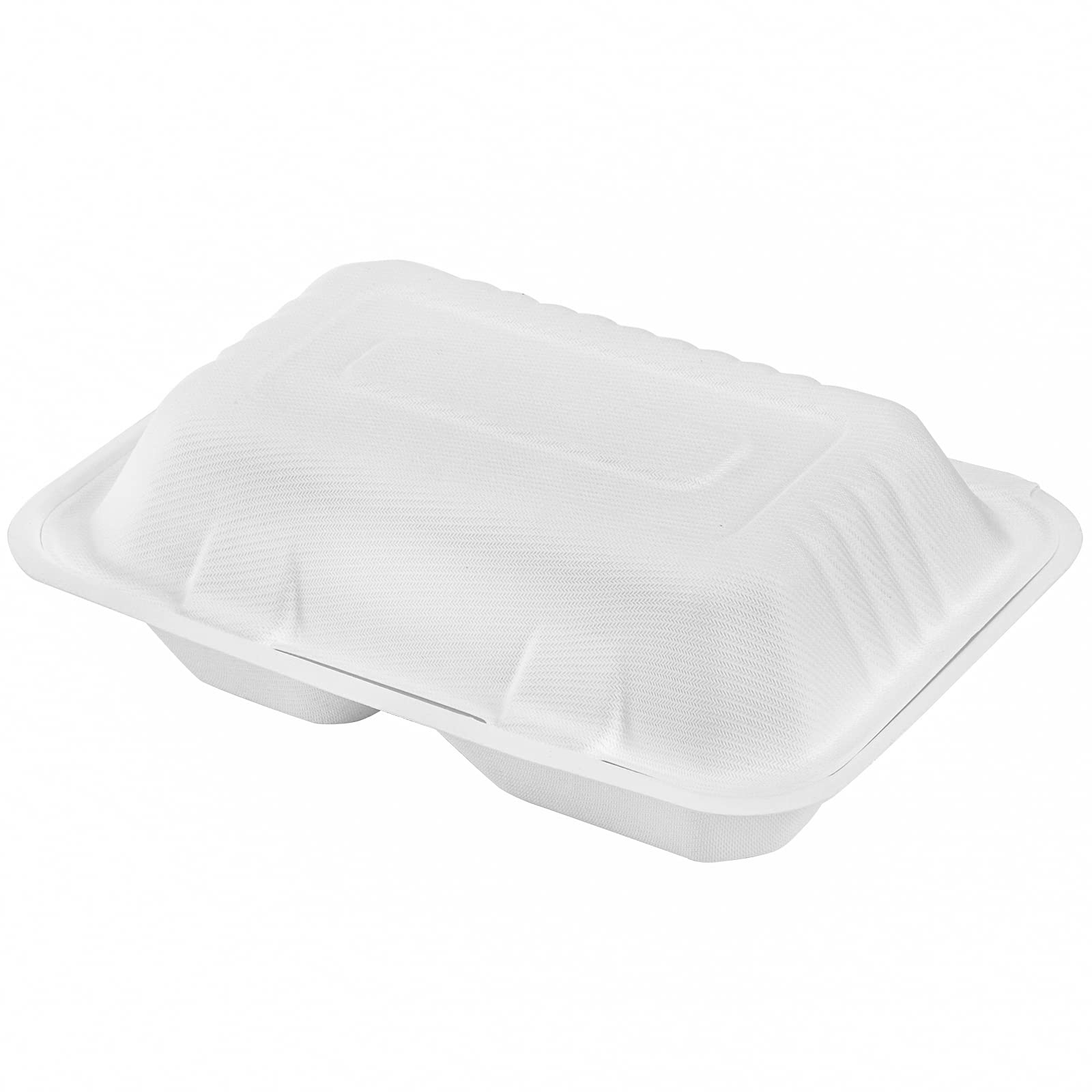 Elsjoy 90 Pack 9"x 6" Clamshell Take Out Containers, 2 Compartment Compostable Hinged Food Containers Disposable To Go Boxes, Sugar Cane Takeaway Boxes for Restaurant, Party, Microwave Safe