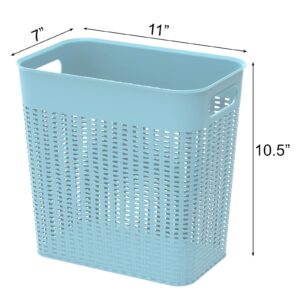 Elsjoy 3 Pack 3 Gallon Plastic Trash Can Slim Waste Basket, Large Garbage Can Cute Trash Bin with Handles, Hollow-Out Rubbish Bin for Bathroom, Kitchen, Office, Dorm, 3 Colors