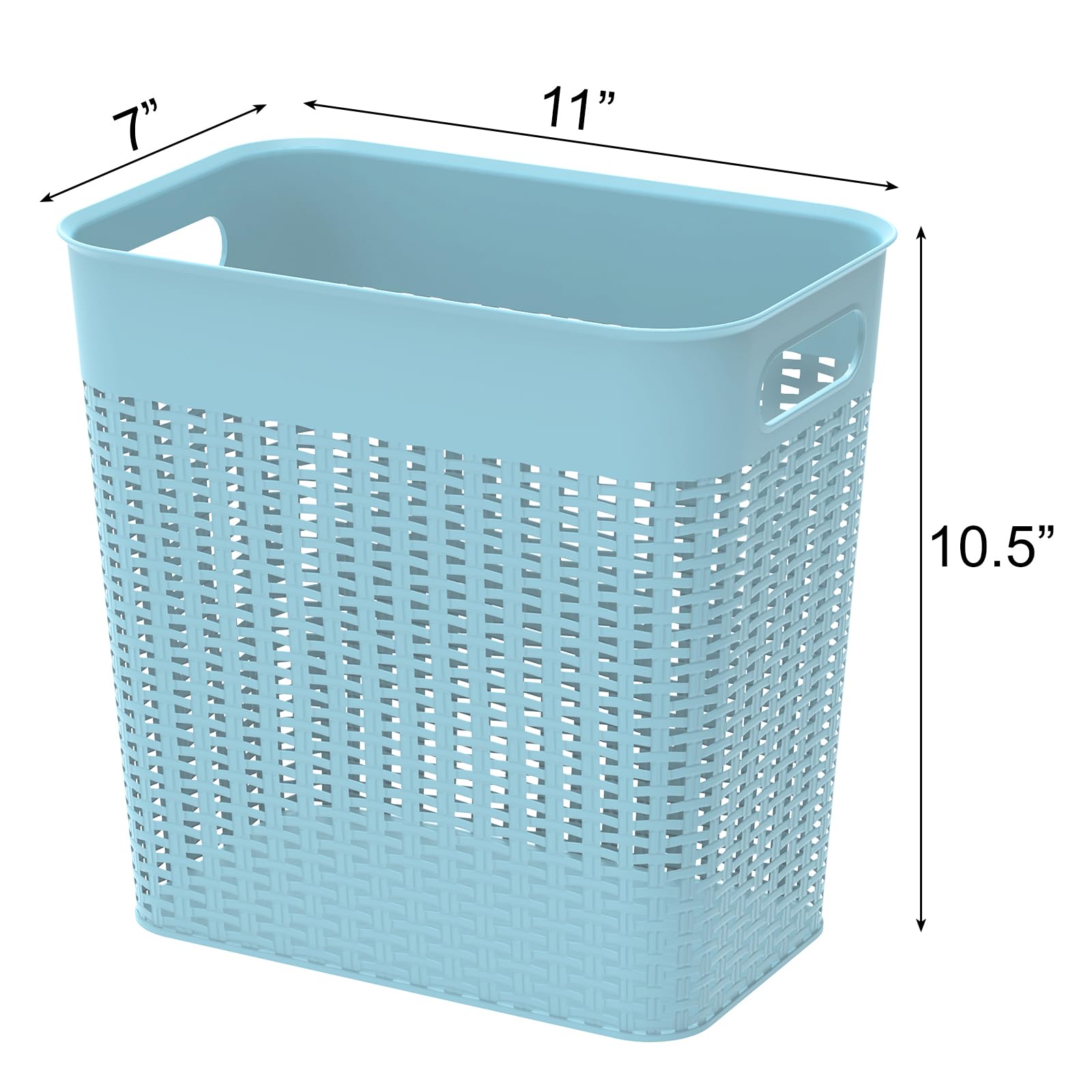 Elsjoy 3 Pack 3 Gallon Plastic Trash Can Slim Waste Basket, Large Garbage Can Cute Trash Bin with Handles, Hollow-Out Rubbish Bin for Bathroom, Kitchen, Office, Dorm, 3 Colors