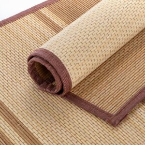 Elsjoy 8 Pack Bamboo Placemat, 17 x 12 Bamboo Slat Mat Natural Dining Table Mat, Japanese Style Bamboo Sushi Roller Mat Anti-Slip Heat-Resistant Brown Table Mats for Dining Room, Kitchen