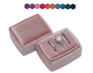 beatrix & luca 3 ring velvet ring box | ring holder | jewelry | proposal | wedding | ceremony | engagement | photography | keepsake | bridal rectangle triple (dusty rose triple)