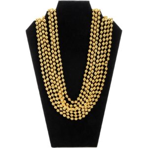 Elsjoy 24 Pieces 32 Inch 7mm Metallic Gold Beaded Necklace, Mardi Gras Beads Gold Party Bead Necklace for Party Costume, Birthday, Wedding, Holiday