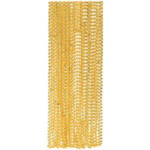 Elsjoy 24 Pieces 32 Inch 7mm Metallic Gold Beaded Necklace, Mardi Gras Beads Gold Party Bead Necklace for Party Costume, Birthday, Wedding, Holiday