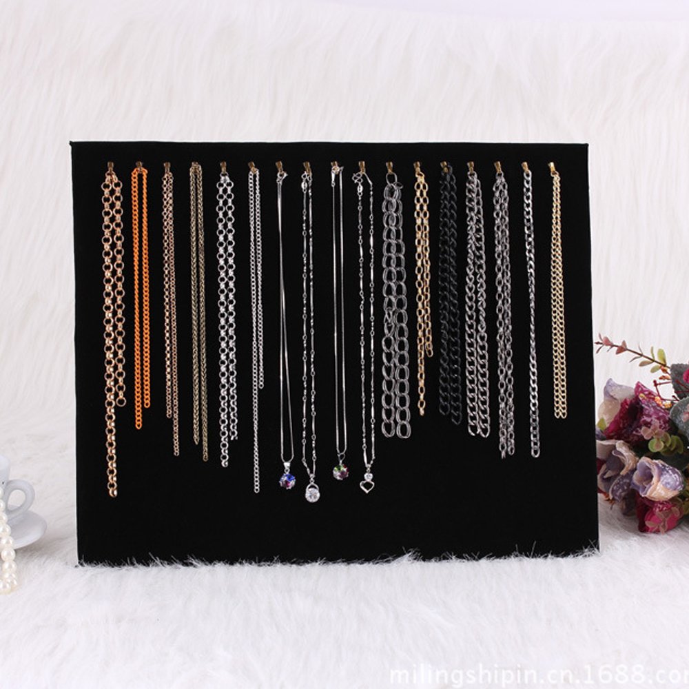 Serdokntbig Black Velvet 17 Hook Necklace Jewelry Tray Display Organizer (17 Hook Necklace Display)