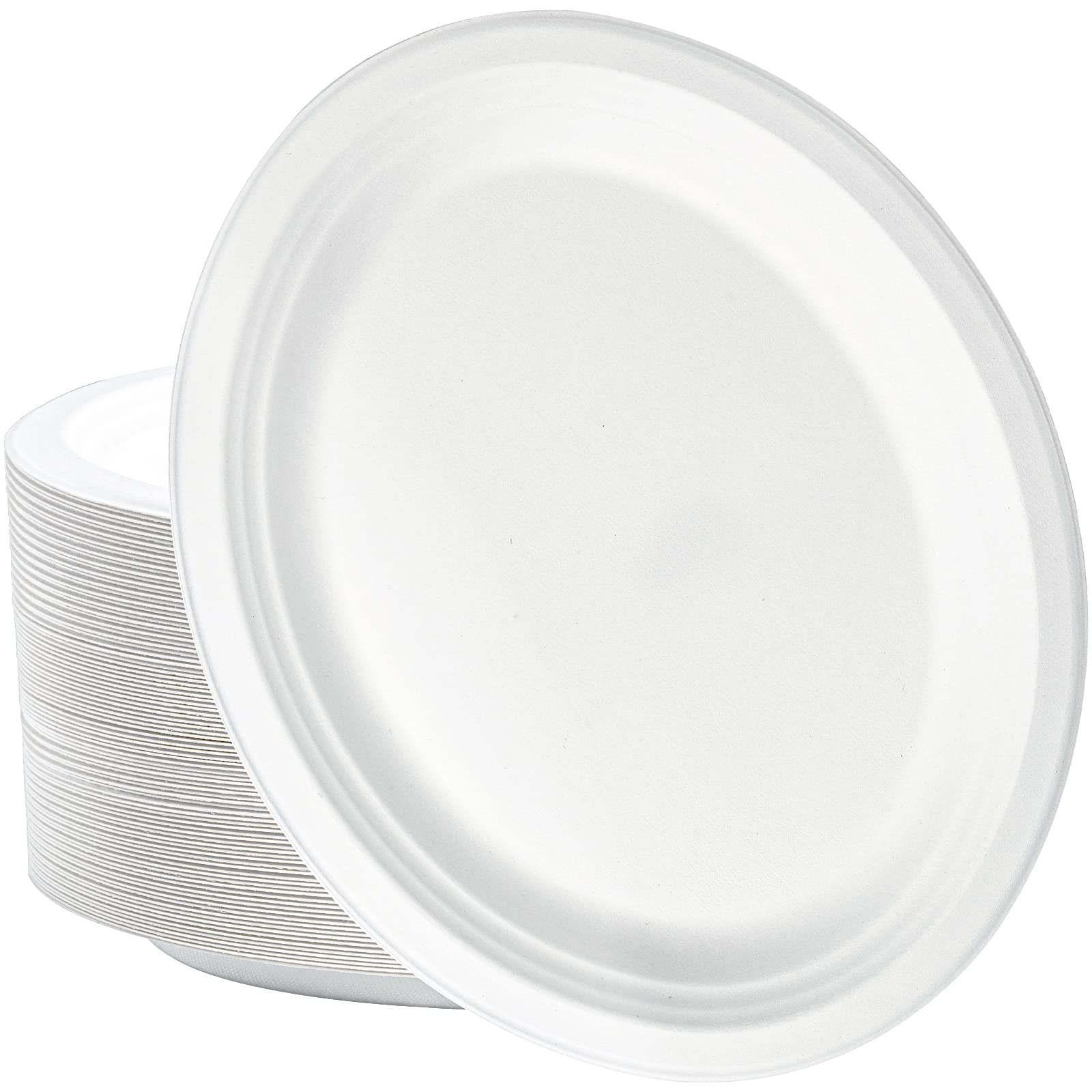 Elsjoy 90 Pack Compostable Oval Paper Plates, 12.5 Inch Sugarcane Dinner Plates, Large Disposable Plates Biodegradable Platters, for Restaurant, BBQ, Parties, Breakfast, Microwave Safe