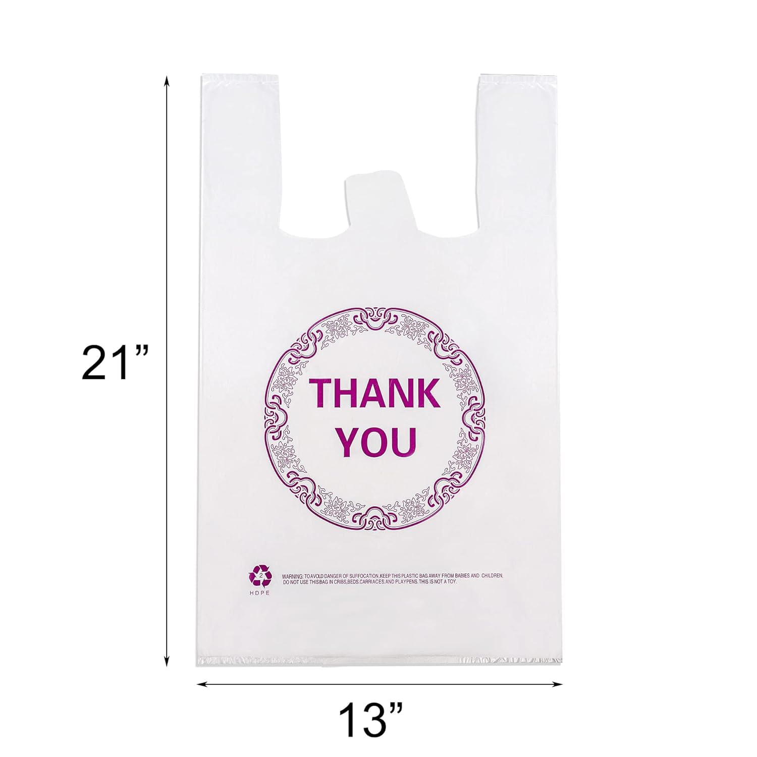 Elsjoy 500 Pieces Thank You Plastic Shopping Bags, 21 x 13 Inch T-Shirt Carry Out Bags Bulk Reusable Grocery Bags for Supermarket, Restaurant, Retail Store